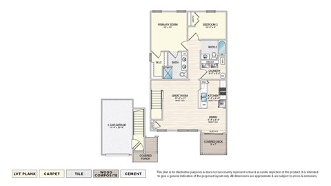 Floor plan for 2 beds, 2 baths, 1023 sqft